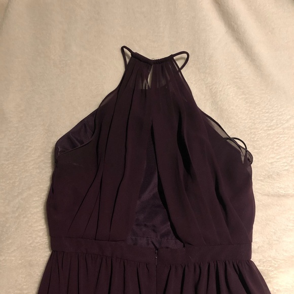 Dark Purple Halter Neck Bridesmaids Dress - Picture 5 of 6